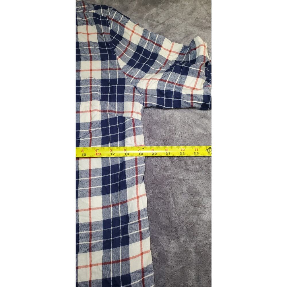 J.Crew Flannel Shirt Womens Sz L Blue Buffalo Check Long Sleeve Button Up C28-31 - Picture 3 of 9